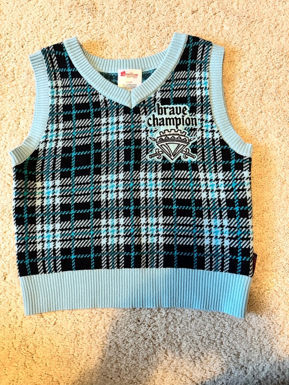 Disney descendants Plaid Knit Vest - Light Blue & Black